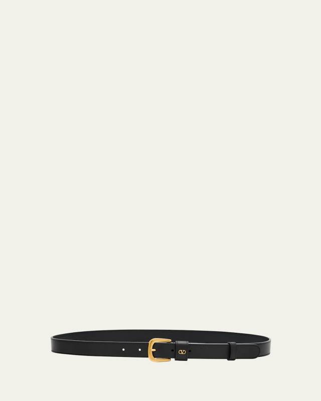 V-Logo Signature Embellished Leather Belt